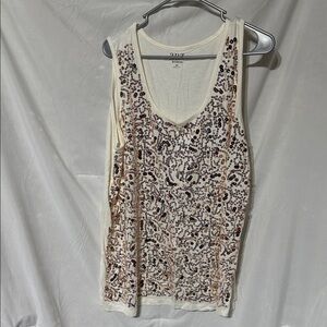 Sequin Embellished Cream Tank Top